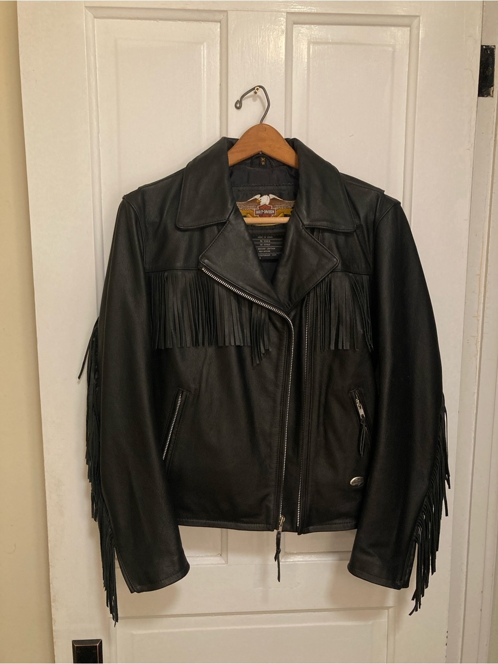 Harley-Davidson Black Leather Fringe Biker Jacket